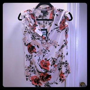DKNY Floral Sleeveless Blouse